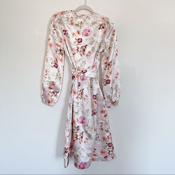 byTiMO Satin Floral Synthetic Wrap Midi Dress size - Picture 9 of 12